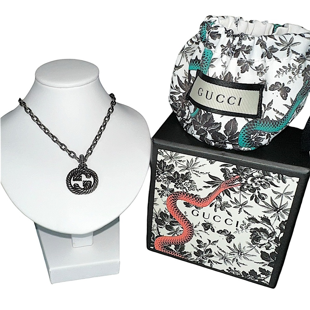 Gucci Interlocking GG Rope Sterling Silver Necklace Full Inclusion (NWOT)
